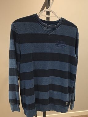Blue Striped Kids Sweatshirt Long Sleeve Crewneck